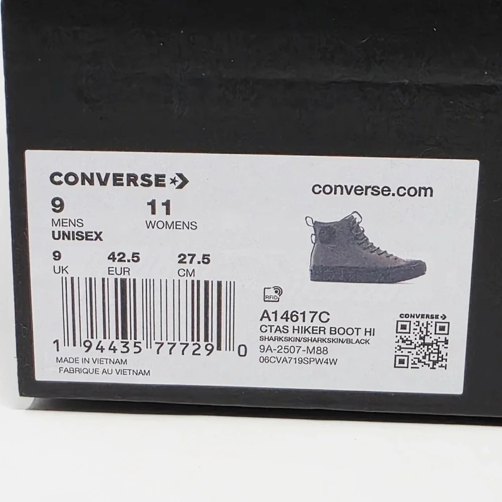 Converse Chuck Taylor All Star Hiker Ankle Boots Grey Men's 9 Women's 11 A14617C